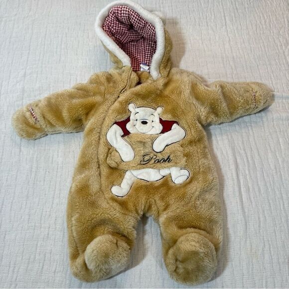 Disney Other - Winnie Pooh Disney Fleece Hoody Romper Jumpsuit Winter Thick Playsuits 6-9 mnths